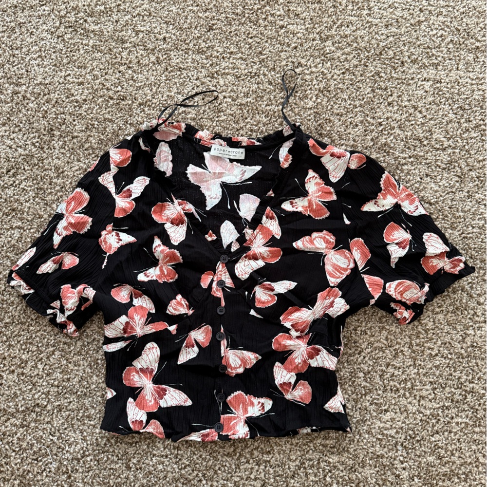 Paper Crane Butterfly Print Top
